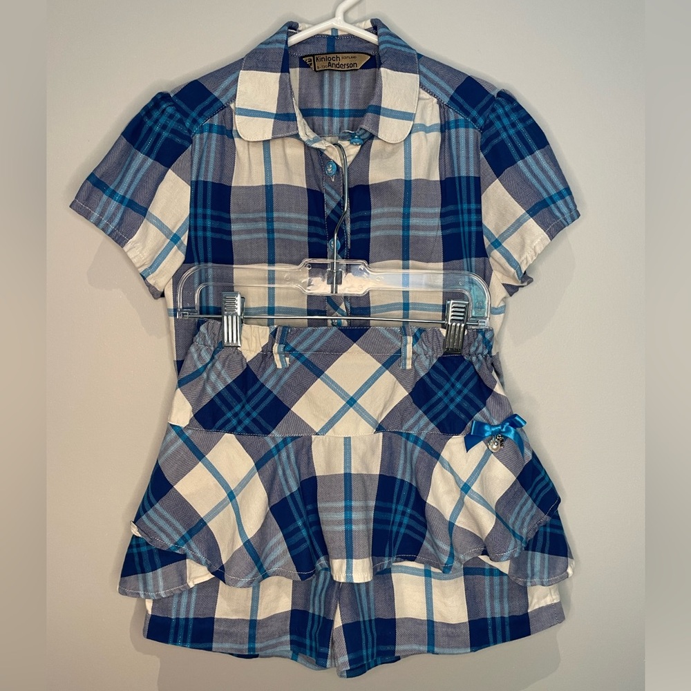 Kinloch Anderson Girls tartan plaid shirt/skirt 2-piece outfit- girls size 9